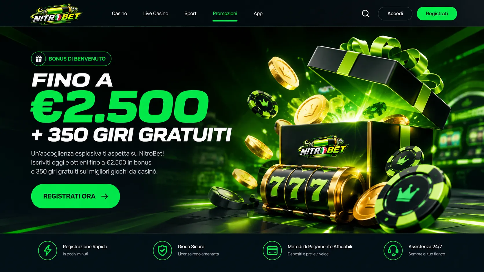 Nitrobet Bonus di Benvenuto 2026 — Pacchetto da €2.500
